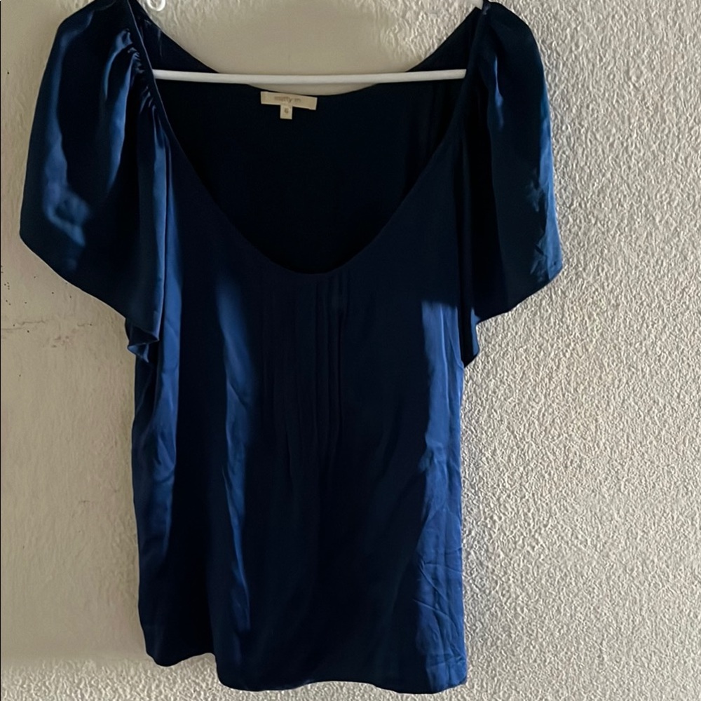 Matty M Blue Cap Sleeve Backless Blouse